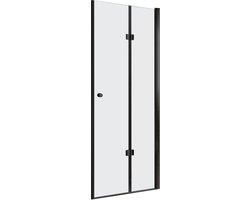 Allibert PALMA douchedeur vouwdeur/plooideur transparant glas Zwart profiel 88-90 x 195 cm