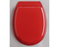 Allibert wc-bril ATLAS  - geperst hout - afklikbaar - met regelplaat - rood gelakt