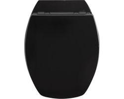 Allibert wc-bril BACCARA² - geperst hout - afklikbaar - antibacterieel - zwart gelakt