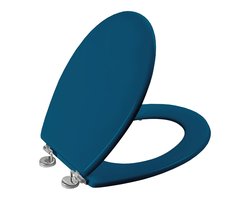 Allibert wc-bril BOLIVA  - geperst hout - verchroomde scharnieren - blauw gelakt