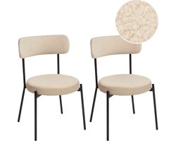 ALLISON - Eetkamerstoel set van 2 - Lichtbeige - Bouclé