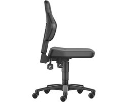 Allrounder industriële draaistoel, zonder armleuningen, vast contact, met wielen/glijders, diverse bekledingen. Bekledingen