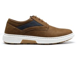 AllTHEMEN Heren Casual Schoenen Van Leer - Ruime Pasvorm - Bruin - 41