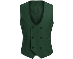 Allthemen Heren Dubbelrijs Vest Voor Zakelijk Gebruik - U-hals Dubbelrijig Effen Casual Vest - M