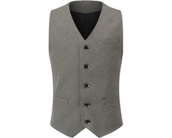Allthemen Heren Patchwork V-hals Vest - Formeel Klassiek Basis Wollen Vest Voor Bruiloften - L