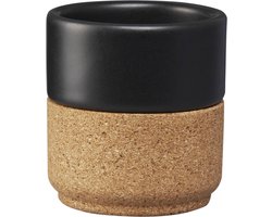 Alma Gemea Espresso kopje, Mat Zwart, keramiek met eco kurk, set van 2 stuks
