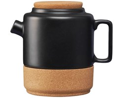 Alma Gémea | Theepot van Keramiek en kurk | Mat zwart