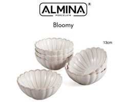 Almina Bloomy 6x Soepkommen – Porselein – Bloemvormig Design – Modern & Elegant Servies– Ø 13 cm