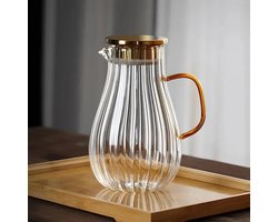 Almina Gloria - Karaf - Schenkkan - Met Deksel - Set van 1 stuks - 1800ml - Gouden Rand