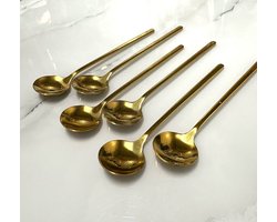 Almina Koffie - Thee - Lepel - Longdrink Glazen Lepel - Goud - Set Van 12