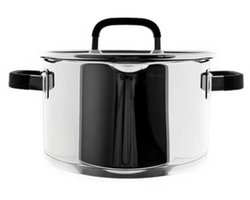 Almina Kookpan – Edelstaal – 4,5 Liter – 22 cm – Met Rubberen Handvat & Siliconen Glazen Deksel