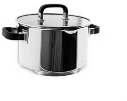 Almina Kookpan – Edelstaal – 6 Liter – 24 cm – Met Rubberen Handvat & Siliconen Glazen Deksel