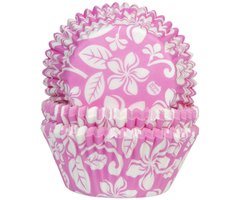 Aloha bloem cupcake vormpjes roze 50 st.