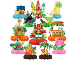 Aloha Thema Tafeldecoratie Set voor Hawaiian Luau Feest - Tiki Versiering met Honingraat Centerpiece en 12 Accessoires voor een Feestelijke Sfeer