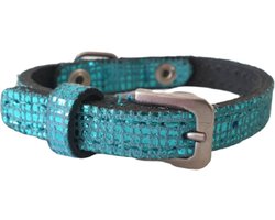 ALOKÉ Hondenhalsband / Halsband (01673CELL) - Leder - Shiny Blue - XXS - Nekomvang: 13,5 - 17,5 cm (GELIEVE ALVORENS BESTELLEN OPMETEN)