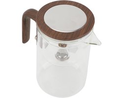 Alomejor Glazen Theepot met Roestvrijstalen Zetgroep Duurzame One Touch Tea Maker voor Thuiskantoor, Heldere Theeketel voor Theeliefhebbers en Professionals