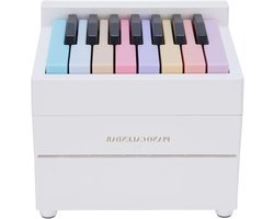 Alomejor Piano Desk -agenda 2025 Speelbare Muziekkalender met 27 Kaarten Mini Electronic Piano voor Kantoorbureau en Thuisdecoratie (WHITE)