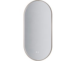 ALONI Avalo Badkamerspiegel - Ovaal met LED - 50x100cm - Geborsteld bruin brons