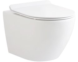 ALONI ECO hangtoilet – randloos – compact 49 cm – duroplast zitting – softclose – quick release – glanzend wit