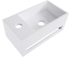 Aloni Mini Fontein Met Handdoekhouder - 35,8x20,5x15,7cm - Kraangat Links - Wit