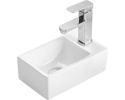 Aloni Mini Fontein Met Kraangat Rechts - 30x18,5x9,5cm - Wit