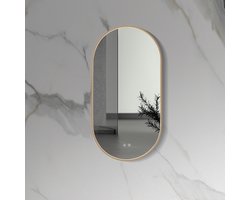 ALONI OVALE LED-SPIEGEL Geborsteld koper MET VERWARMING & ANTI-CONDENS (100x50CM)