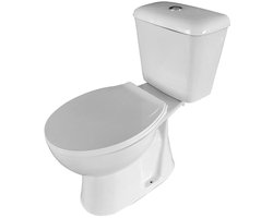 Aloni Pro duoblok / staand toilet – S-trap vloeruitlaat – met reservoir – dubbele spoeling – met softclose zitting – glanzend wit