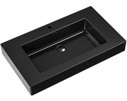 Aloni Wastafel – 80x10x46 cm – Kunstmarmer – Mat zwart