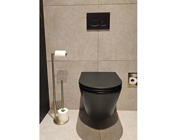 Alonzo toiletrolhouder met reserverolhouder vrijstaand geborsteld messing PVD