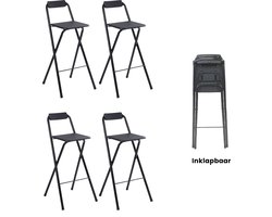 Alora Inklapbare Barkruk - Per 4 - Barkrukken Met Rugleuning - Opvouwbare Barkrukken Set Van 4 - Opklapbaar - Zwart - Outdoor - Barstoel - Klapstoel - Inklapbaar - Met Voetsteun - Camping - Barkruk Buiten