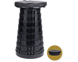 Alora Opvouwbare Kruk Extra Strong - Zwart - Telescopische Kruk - 250 kg - Inklapbare Kruk - Draagbaar - Kampeerstoel - Opstapkrukje