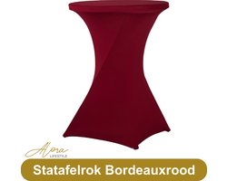 Alora Statafelrok rood bordeaux 80 cm - Statafel Tafelrok - Statafelhoes - Stretch – ∅80 x 110 cm – geschikt voor Horeca Evenementen - Sta Tafel Hoes - Statafel - Staantafelhoes - Cocktailparty - Trouwerij - Sta-tafel rok