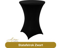 Alora Statafelrok zwart 80 cm - partytafel - Alora tafelrok voor statafel - Statafelhoes - Bruiloft - Cocktailparty - Stretch Rok