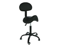 Alora zadelkruk met rugleuning zwart - verstelbaar in hoogte - ergonomisch
