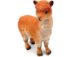 Alpaca figuur - Dierenbeeldje decoratie - Huis en tuin - Levensecht design - 75 cm - Oranje