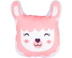 Alpaca - Kinderkussen / Knuffelkussen - Figuurvorm - Roze - Dubbelzijdig Bedrukt