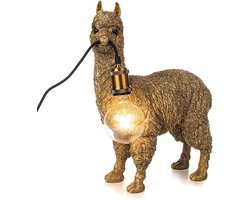 Alpaca tafellamp - Alpaca lamp- alpaca - goud - E27 - lama - verlichting - lamp - staand - Wilgenhart- kerstdecoratie voor binnen