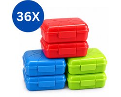 Alpfa - Mini Snackboxen 0,4 Liter – 36 Stuks – Voorraadbakjes met Klikdeksel – Rood, Groen en Blauw - Vershoudbakjes