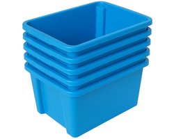 Alpfa - Opbergboxen - Opslagbakken - Stapelbakken - Stapelbox - Opslagbak - Opbergdoos - Geschikt voor IKEA kast - Stapelbaar - Set van 5 Stuks - 32 Liter - Blauw - 42x33x23 cm