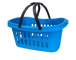 Alpfa - Winkelmand - Winkelmandje - Boodschappenmand - Boodschappenmandje - Wasmand - met Handvaten - Handgrepen - Blauw - 53x36x24 cm