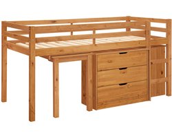 Alpi|Midsleeperbed with storage unit 90x200 cm in wood