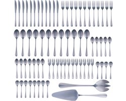 alpina Bestekset 75‑delig voor 12 Personen – Roestvrij Stalen Bestek Set – Messen Vorken Lepels Theelepels Koffielepels Gebaksvorkjes Soeplepels – Compleet Servies