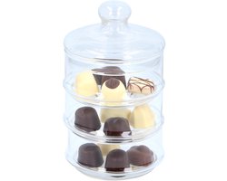 Alpina Bonbonniere - glas - 12 x 23 cm - 3-laags - voorraadpot - snoeppot met deksel