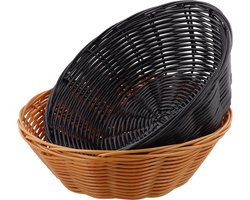 alpina Broodmandjes - 2 Stuks - Rieten Mandje - Bruin en Zwart