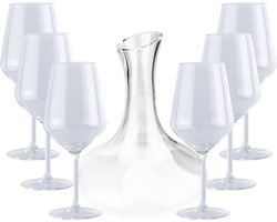Alpina decanteer kan / wijn karaf 1,8 liter met 6 stuks rode wijn glazen - Wijn schenkkan