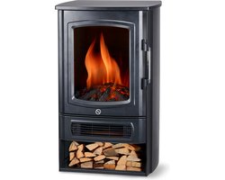 alpina Elektrische Sfeerhaard Helsinki ND-183 – Vrijstaande Elektrische Haard 1000/2000W met Verwarming, Instelbare Thermostaat en LED Vlammeneffect – Zwart Metaal