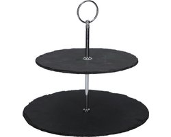 Alpina Etagère – 2 Lagen – Ø20/Ø25 x 24 cm – Met Handvat – Stijlvolle Serveren van Taart, Gebak & Hapjes – Moderne Tafel Decoratie