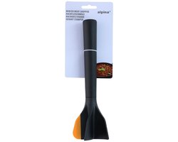 alpina Gehaktverdeler - Gehaktstamper voor Snel en Gelijkmatig Verkruimelen van Gehakt Tijdens het Koken - Ergonomisch Handvat - Vaatwasserbestendig - Afmetingen 8x8x24,5 cm - Kleur Zwart/Geel
