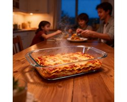 alpina Glazen Ovenschaal Rechthoekig - Ovenschotel - 1,8 L - Ovenbestendige Schaal 25,5 x 23 x 5 cm