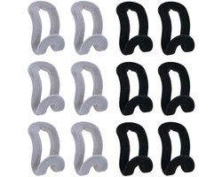 alpina Kledinghanger Verbinders 6 Stuks - Fluweel - Ruimtebesparend in de Kledingkast - Stevige Grip - Overzichtelijke Garderobe - Eenvoudig te Bevestigen - Willekeurig Zwart of Grijs